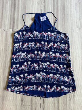 Express Women's Blue Palm Tree Barcelona‎ Cami Top